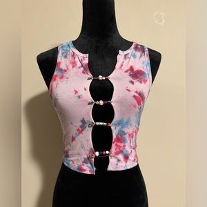 EUC Bozzolo Pink and Blue Upcycled Tie Dye Tank size small